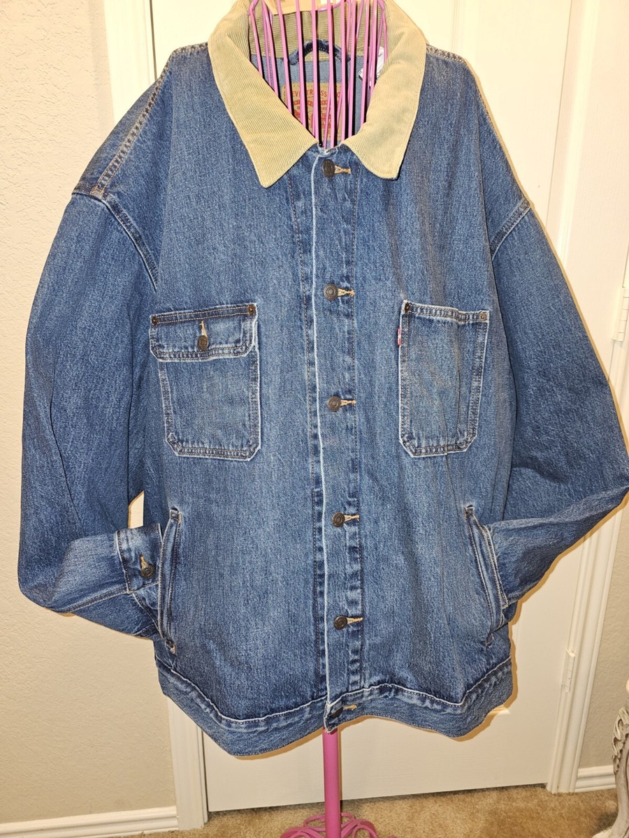 NEW Levi's Sz 5X Premium Denim Trucker Jacket Corduroy Collar | eBay
