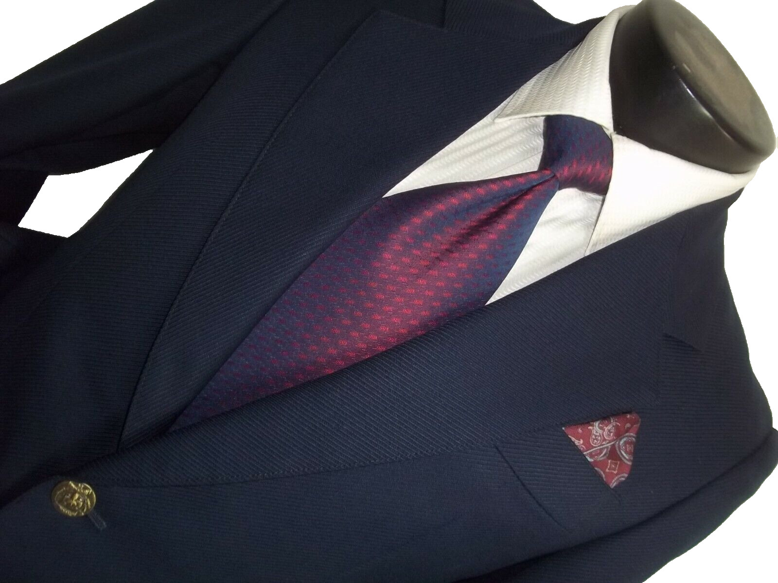 ]] Chesterfield Solid Navy Blue 2Button Center Ve… - image 5