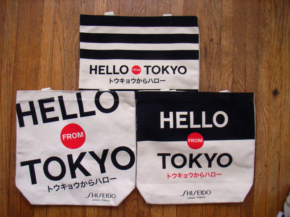 Lot of 3 Shiseido Hello From Tokyo Ginza Japan Cotton Canvas Tote Bags