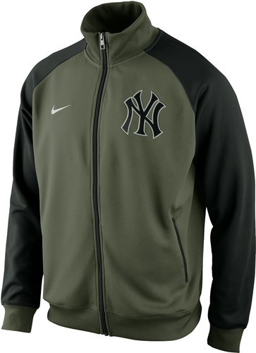 Nike New York Yankees Glow in Dark Lights Out Army Green Full Zip Track Jacket - Picture 1 of 3