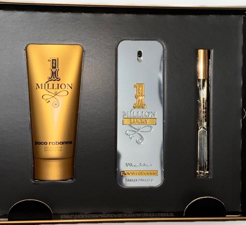 Paco Rabanne Million Lucky 100ml 3-Piece Set (Discontinued) Brand New