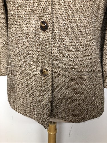 JOAN & DAVID Blazer Jacket Wool Blend Beige Boucle made in Italy - Size 8 - Picture 3 of 9