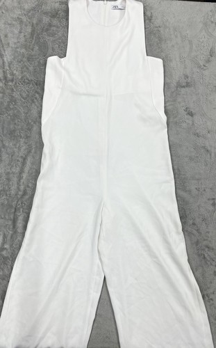 Zara Wide Leg Jump Suit Loose Fitting Size XS Holiday Party Flowing Ecru
