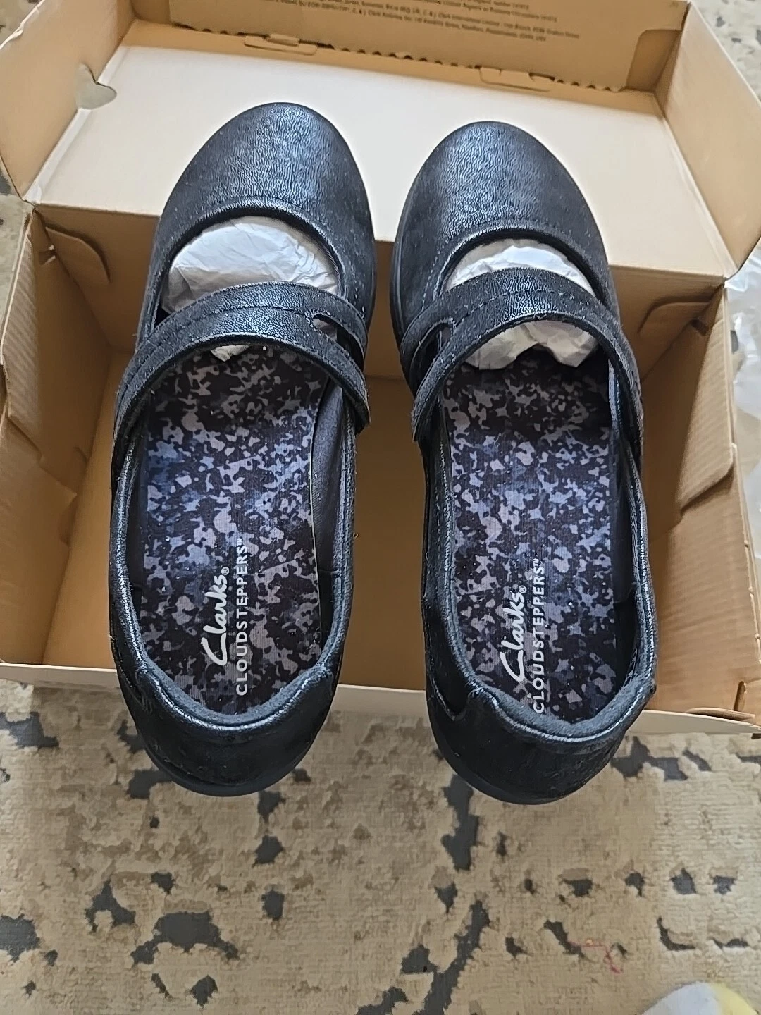 Clarks Cloud Steppers Donna Breeze Mary Janes nero taglia 9M NUOVO IN SCATOLA