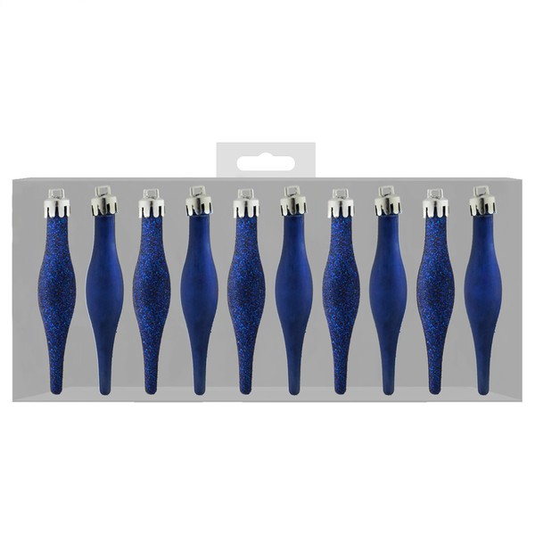 Christmas-Deko 10Er Set 90Mm Glitzer Tropfen - Midnight Blue AnhäNger-image
