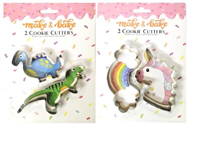 Childrens Steel Cookie Biscuit Dough Cutters Dinosaurs Unicorn Rainbow  Shapes UK