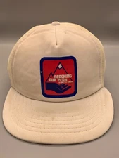 VINTAGE Trucker Hat Cap Snap Back White Yupoong Reaching our Peak Battle Creek