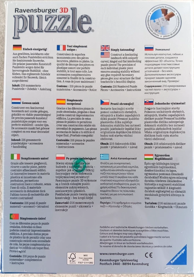 Leaning Tower of Pisa Ravensburger 216 Piece 3D Puzzle 11.4" Tall Italy 12 557 9 - Image 3 of 4