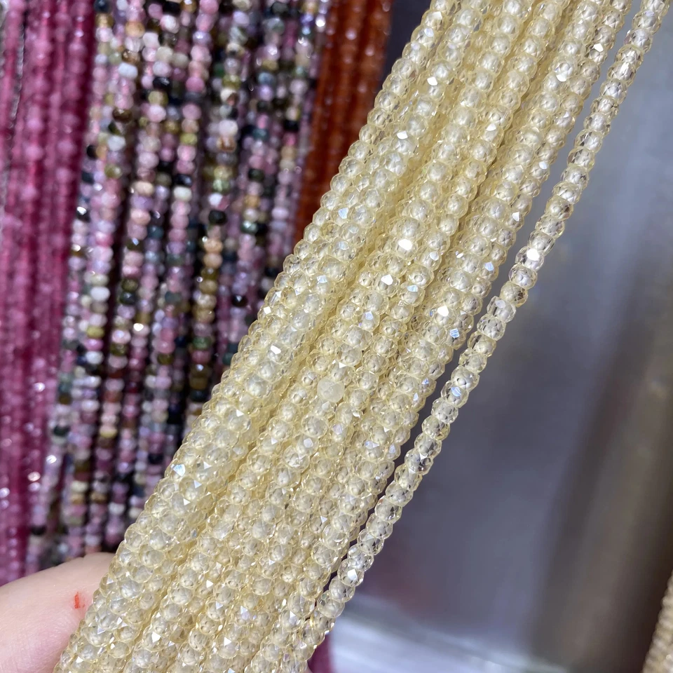 Cuentas de rondelle facetadas de 2x3 mm coloridas de cirrón natural para hacer joyas Foto 2 de 4