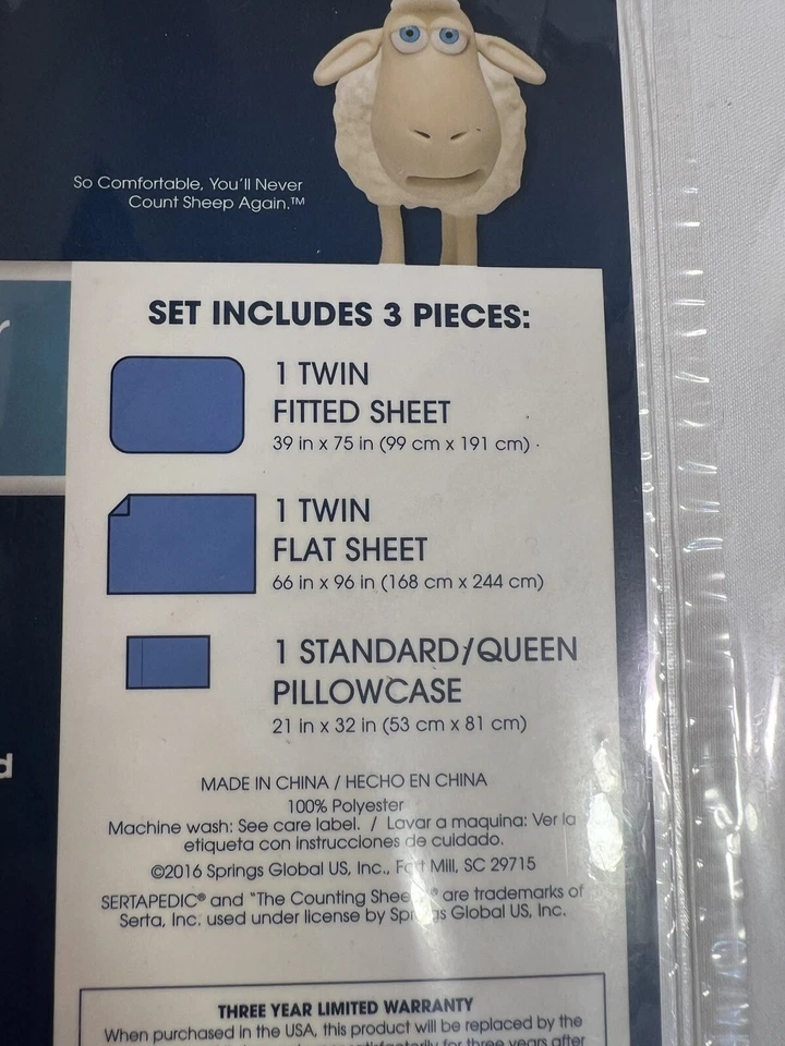 Комплект простыней из микрофибры Serta Perfect Sleeper Premium Twin 3 штуки белый - Изображение 3 из 3