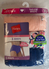 Hanes womens Briefs size 10 3XL Cotton Cool Comfort Soft 3 Pk New Ultra Plush