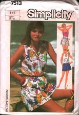7513 Vintage Simplicity SEWING Pattern Misses Top Pull on Shorts Casual Summer