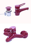 Waschtisch, Bad, Wasserhahn, Armatur, Rot