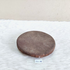 Antik Handgefertigt Traditionell Sandelholz Kurkuma Reiben Rot Stein Rund STO198