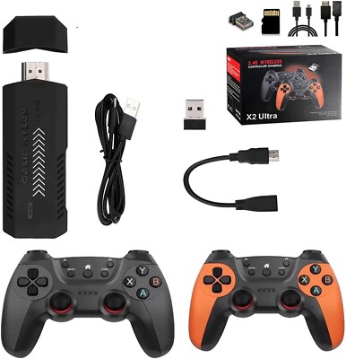 X2 Ultra Retro Game 4K Console Stick 128G 40K Games, 2 2.4G Wireless Controllers