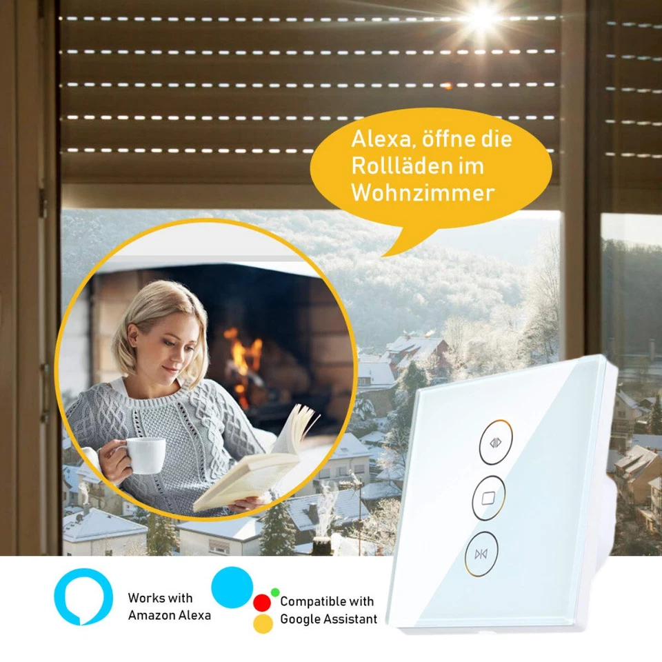 Smart Life WIFI Rolloschalter Vorhang Schalter Wandschalter Wlan Touch Alexa DE - Bild 4 von 4