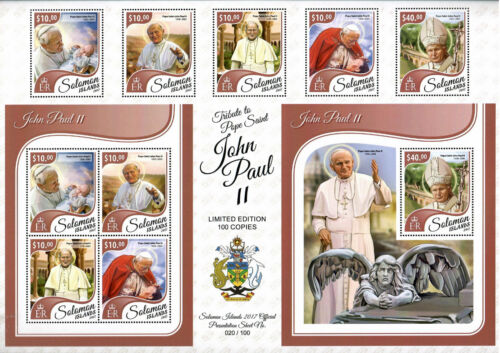 Pope John Paul II Solomon Is. official Presentation Sheet RARE! MNH #SLM17413pp - Picture 1 of 1