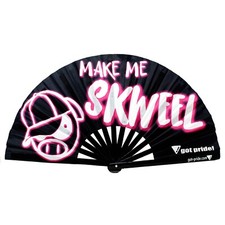 Power Pig Skweel Bamboo Folding Clack Hand Fan Rave Festival Pride LGBTQ