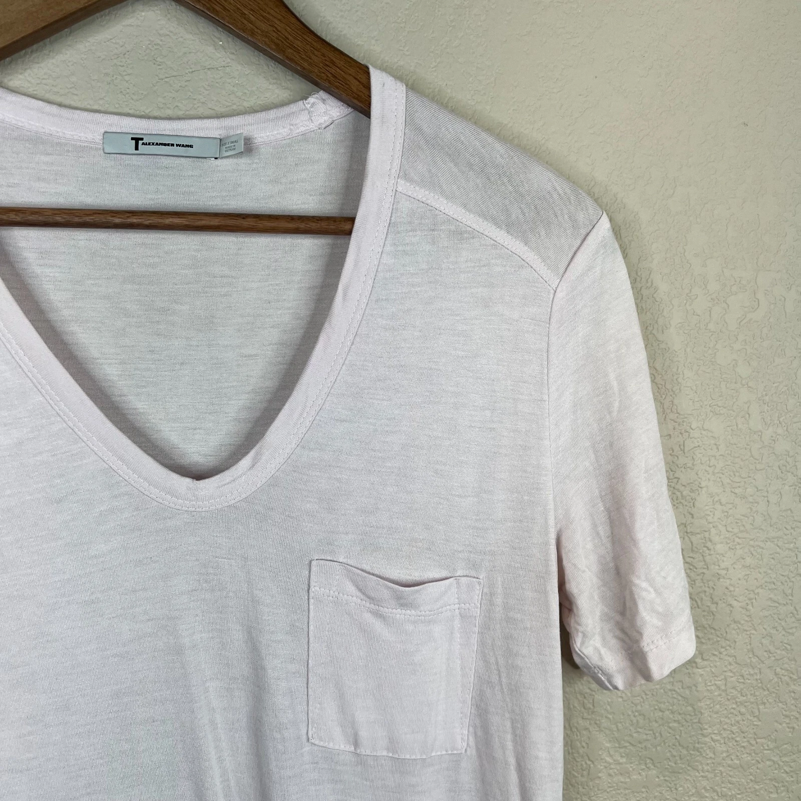 T shirt donna T By Alexander Wang classica con tasca taglia XS lilla manica corta morbida