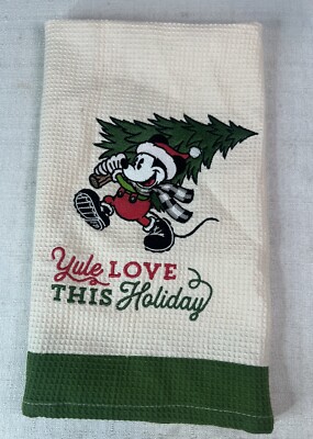 Disney Parks Yuletide Farmhouse Mickey Holiday Kitchen Tea Towel