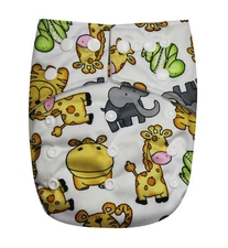 SEE DIAPERS ONE SIZE BABY CLOTH DIAPER WITH 2 INSERTS - MICROFLEECE INNER - NEW