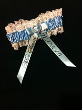 LUXURY PERSONALISED CRYSTAL BRIDE GARTER BLUE IDEAL HEN NIGHT OR WEDDING GIFT