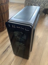 Black Two Fan Computer Case Tower Glass Plastic See Through Sleek Standing