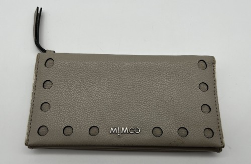 MIMCO Wallet Purse with Snap Closure Zip & Card Slots Brown Leather