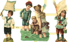 CHILDREN at The SEA SHORE Die Cut Paper Scrap Book Mamelok Press,Edmunds,England