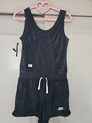 Nike Swoosh Girls Summer Outfit Sleeveless Black Coral Romper Sz L NeW With  Tags