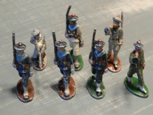 Lot De 10 Soldats Fanfan En Métal Peint Quiralu – Ancien, Hauteur 60 Mm, Français