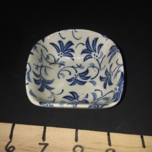 Hand Painted Art Pottery Bowl Blue and White Floral - Picture 4 of 5