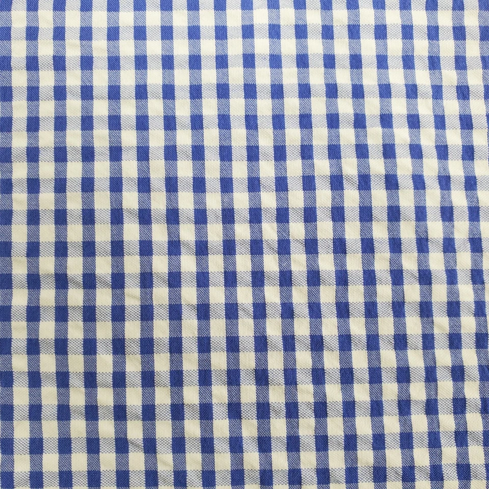 Vintage Plisse Fabric Blue White Gingham Seersucker 3 Yards x 57 - Image 4 of 4