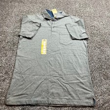 WOOLRICH Mens Medium Gray Short Sleeve Polo Shirt Pocket Cotton