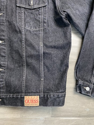 Vintage Guess Denim Trucker Jean Jacket Mens XLarge Black Workwear USA Made - Picture 4 of 10