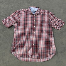 Nautica Red Blue Plaid Classic Fit Wrinkle Resistant Button Up Shirt Mens Sz XL