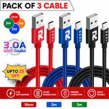 USB A to Type C Fast Charger Cable 3A For Samsung Mobile Phone Lead USB C Cable