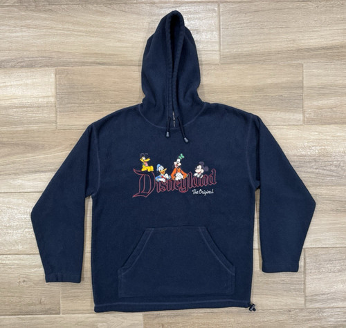 Vintage Disney Men's Fleece Hoodie SMALL Blue Disneyland Resort Y2K 90s Pullover