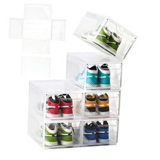 Large Shoe Boxes Clear Plastic 6 pack white clear-Conjoined structure
