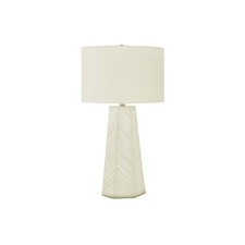 AS 29"H,White Ceramic Table Lamp, Ivory / Cream Shade, Contemporary