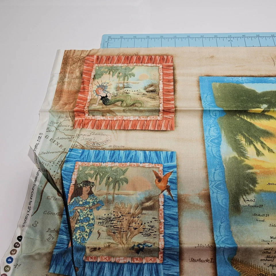 Tropical Dreams Panel 23x42 Kathleen Francour SPX Fabrics Blocks BOLT END #1 - Image 2 of 4