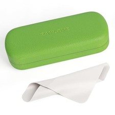 Glasses Case Hard Shell Eyeglass Case with Cleaning Cloth, PU Leather