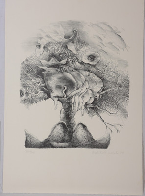 Gisela Mott-Dreizler: Lithografie ''Schweine im Baum'' handsin. 300 Ex. von 1984