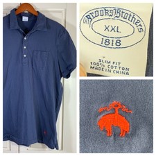 Brooks Brothers 1818 Slim Fit Polo Shirt XXL Navy Blue Short Sleeve Cotton