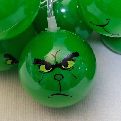 Grinch Christmas String Lights Green 20 LED Indoor/Outdoor Battery Operated NIB