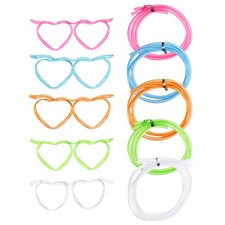 5 Pcs Straw Glasses, Plastic Novelty Drinking Eyeglasses Straws