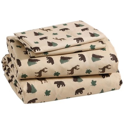 Beatrice Home Fashions Cozy Cabin 4-Piece Full Microfiber Bedding Sheet Set w...