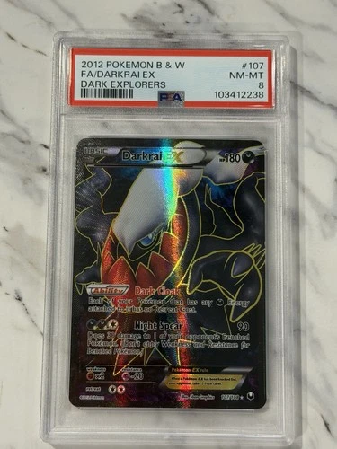 PSA 8 2012 Pokemon Black White Dark Explorers Full Art Holo Darkrai EX 107/108
