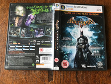 PC Batman Arkham Asylum Game Of The Year Edition Windows XP/Vista + Instructions