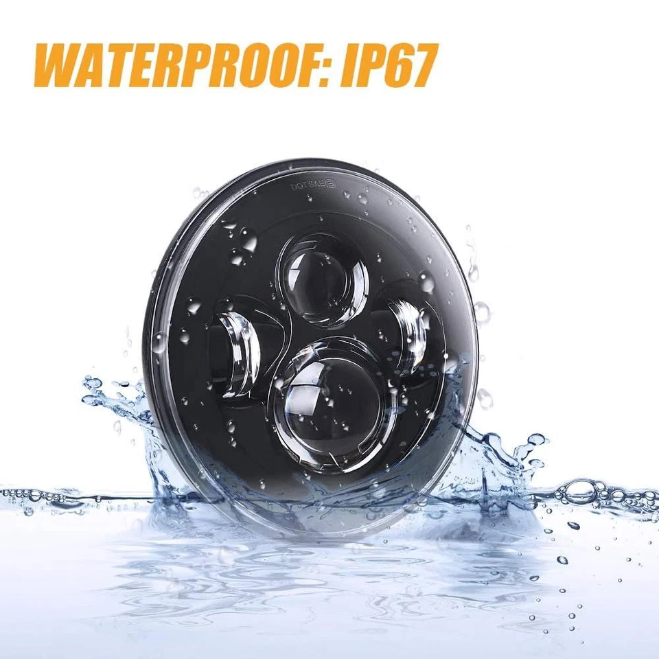 Pair 7inch Round Projector LED Headlights Hi-Lo Beam Fit for MG Midget 1969-1979 — 第 2/4 张图片